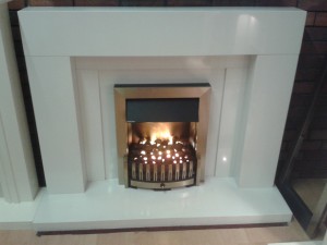 Optymist fire with straight lined white surround